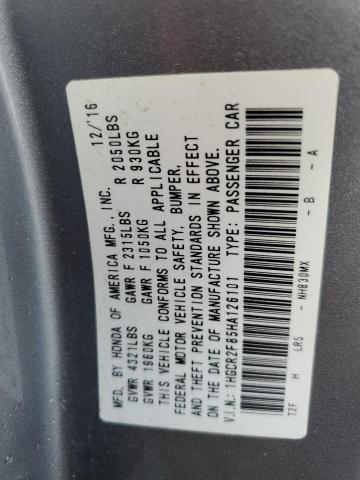 1HGCR2F85HA126101 - 2017 HONDA ACCORD EXL SILVER photo 13