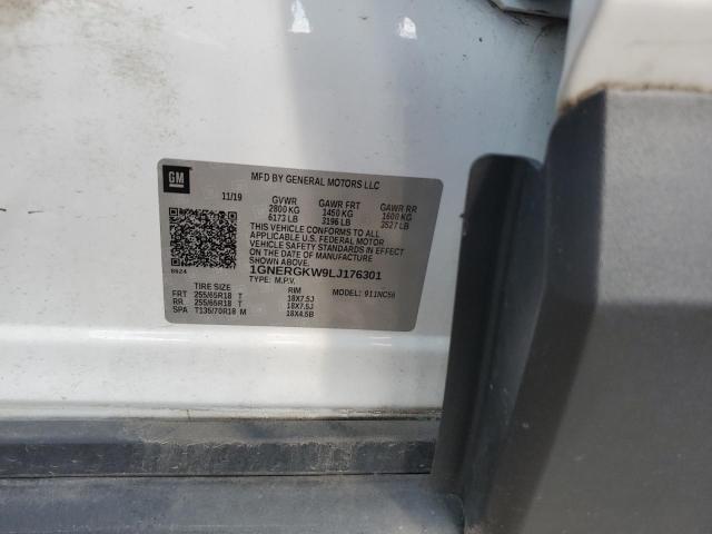 1GNERGKW9LJ176301 - 2020 CHEVROLET TRAVERSE LT WHITE photo 14