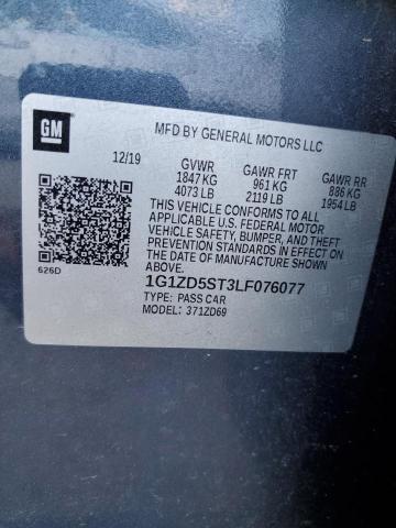 1G1ZD5ST3LF076077 - 2020 CHEVROLET MALIBU LT GRAY photo 12