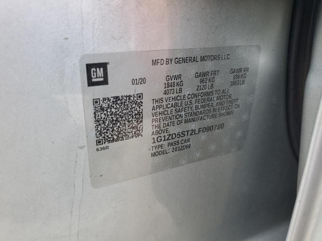 1G1ZD5ST2LF090780 - 2020 CHEVROLET MALIBU LT SILVER photo 12