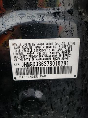 JHMGD38637S015781 - 2007 HONDA FIT S 黑色 照片 12