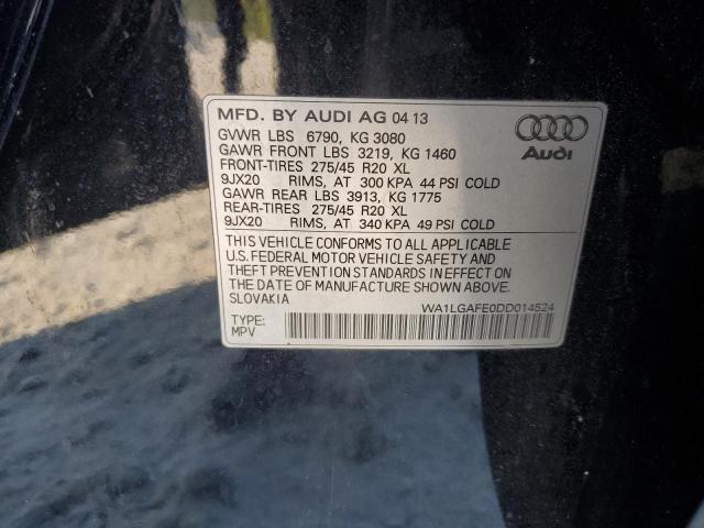 WA1LGAFE0DD014524 - 2013 AUDI Q7 PREMIUM PLUS Negro foto 13