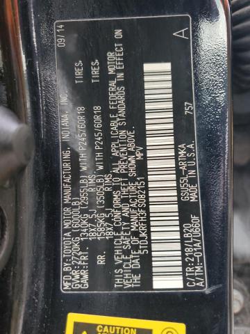 5TDJKRFH3FS082151 - 2015 TOYOTA HIGHLANDER XLE Qara foto 13