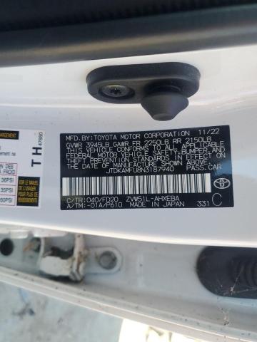 JTDKAMFU8N3187940 - 2022 TOYOTA PRIUS NIGHT SHADE Белый фото 12