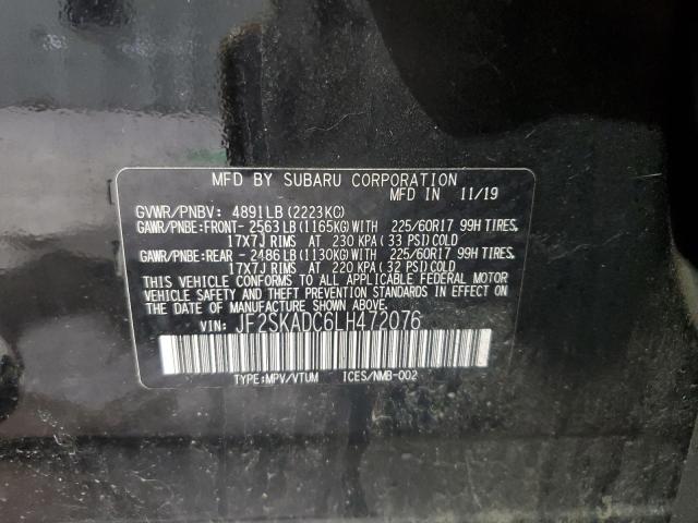 JF2SKADC6LH472076 - 2020 SUBARU FORESTER CHARCOAL photo 13