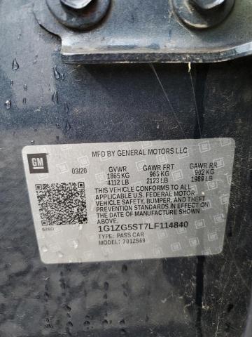 1G1ZG5ST7LF114840 - 2020 CHEVROLET MALIBU RS 黑色 照片 12