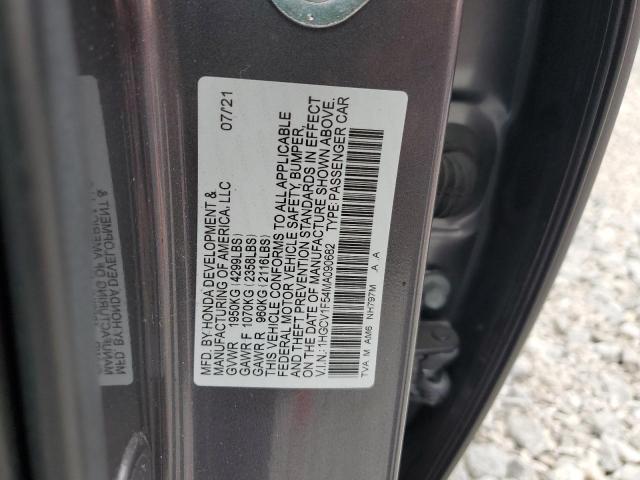 1HGCV1F54MA090682 - 2021 HONDA ACCORD EXL GRAY photo 13