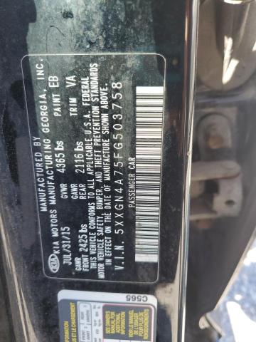 5XXGN4A75FG503758 - 2015 KIA OPTIMA EX BLACK photo 12