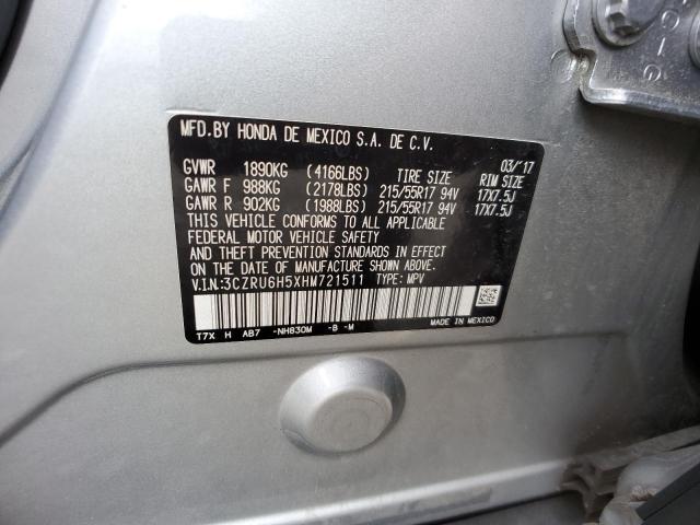 3CZRU6H5XHM721511 - 2017 HONDA HR-V EX SILVER photo 13