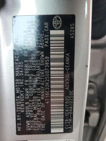 4T1BE32K25U073859 - 2005 TOYOTA CAMRY LE SILVER photo 12