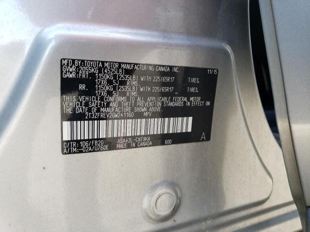 2T3ZFREV2GW241160 - 2016 TOYOTA RAV4 LE SILVER photo 13