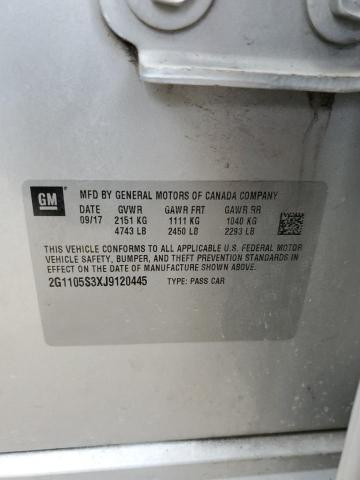 2G1105S3XJ9120445 - 2018 CHEVROLET IMPALA LT SILVER photo 13