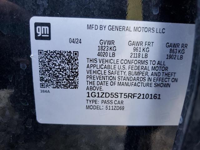 1G1ZD5ST5RF210161 - 2024 CHEVROLET MALIBU LT BLACK photo 13