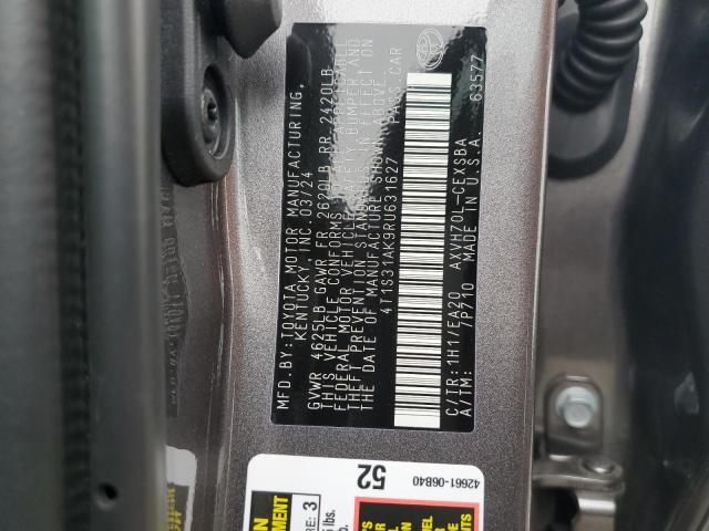 4T1S31AK9RU631627 - 2024 TOYOTA CAMRY SE NIGHT SHADE GRAY photo 12