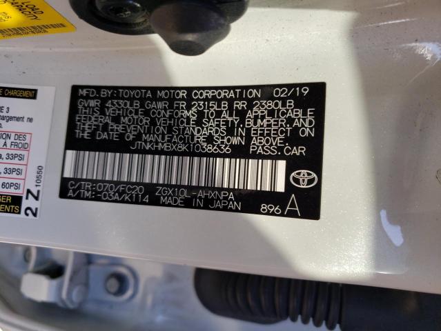 JTNKHMBX8K1038636 - 2019 TOYOTA C-HR XLE WHITE photo 13