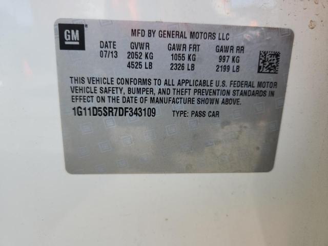 1G11D5SR7DF343109 - 2013 CHEVROLET MALIBU 1LT WHITE photo 12