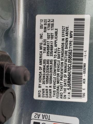 5J6RM4H70CL058563 - 2012 HONDA CR-V EXL Сұр фото 13