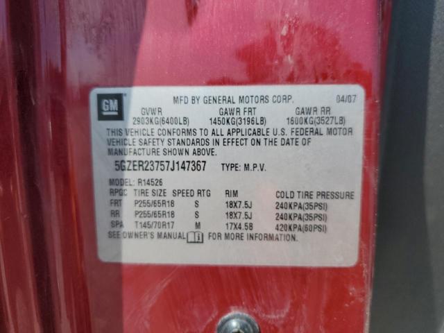 5GZER23757J147367 - 2007 SATURN OUTLOOK XR MAROON photo 13