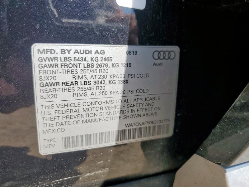 WA1CNAFY0K2132775 - 2019 AUDI Q5 PRESTIGE BLUE photo 13