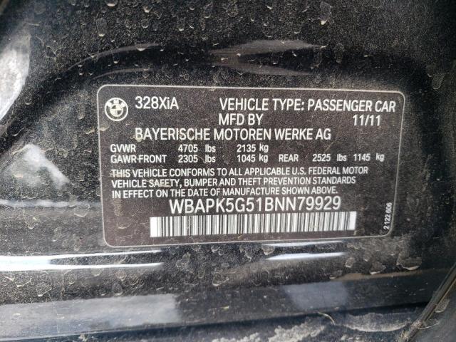 WBAPK5G51BNN79929 - 2011 BMW 328I XI SULEV CHARCOAL photo 12
