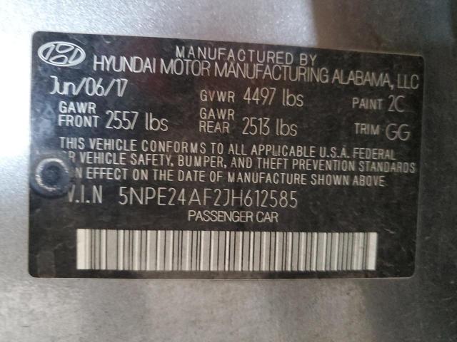 5NPE24AF2JH612585 - 2018 HYUNDAI SONATA SE ნაცრისფერი ფოტო 12