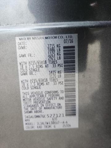 5N1AL0MN7GC527121 - 2016 INFINITI QX60 GRAY photo 13