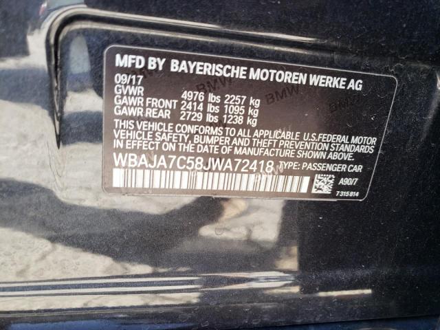 WBAJA7C58JWA72418 - 2018 BMW 530 XI CHARCOAL photo 12