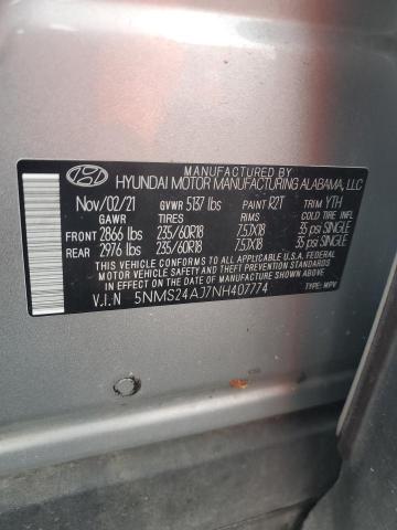 5NMS24AJ7NH407774 - 2022 HYUNDAI SANTA FE SEL Gümüş foto 14