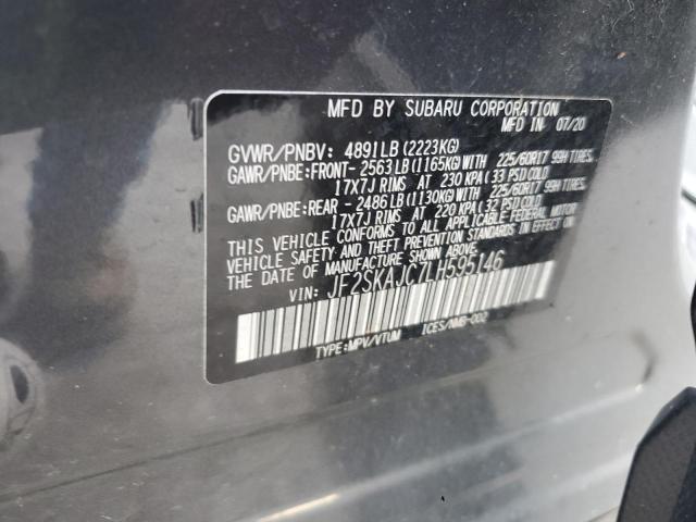 JF2SKAJC7LH595146 - 2020 SUBARU FORESTER PREMIUM GRAY photo 14