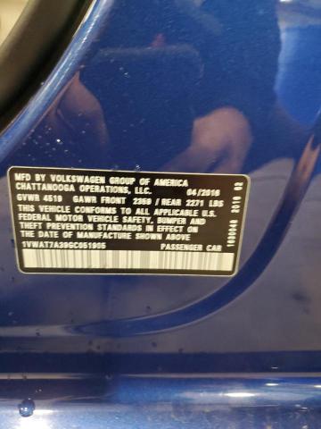 1VWAT7A39GC051905 - 2016 VOLKSWAGEN PASSAT S 蓝色 照片 12