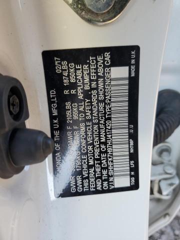 SHHFK7H97HU417420 - 2017 HONDA CIVIC SPORT TOURING WHITE photo 13