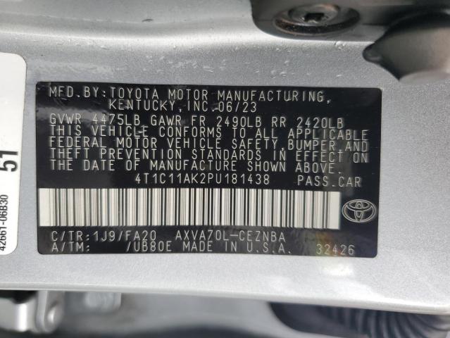 4T1C11AK2PU181438 - 2023 TOYOTA CAMRY LE ვერცხლისფერი ფოტო 12