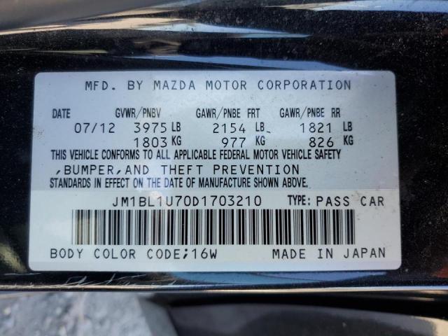 JM1BL1U70D1703210 - 2013 MAZDA 3 I Чорний фото 12