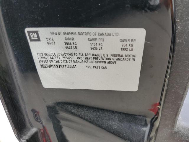 2G2WP552781105541 - 2008 PONTIAC GRAND PRIX 黑色 照片 12