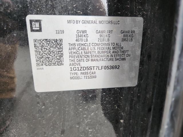 1G1ZD5ST7LF053692 - 2020 CHEVROLET MALIBU LT BLACK photo 12