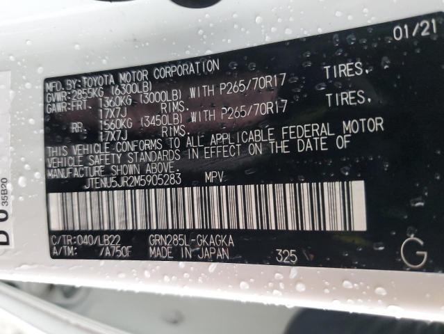 JTENU5JR2M5905283 - 2021 TOYOTA 4RUNNER SR5/SR5 PREMIUM 白色 照片 13