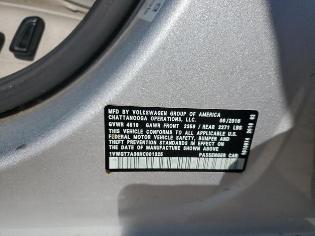 1VWGT7A30HC001325 - 2017 VOLKSWAGEN PASSAT SE SILVER photo 12