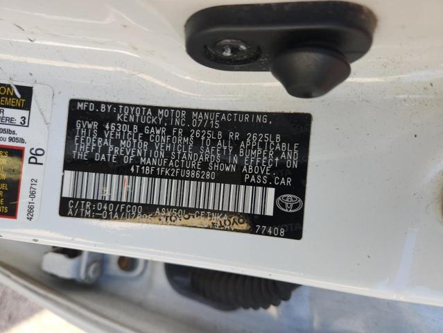 4T1BF1FK2FU986280 - 2015 TOYOTA CAMRY LE WHITE photo 13