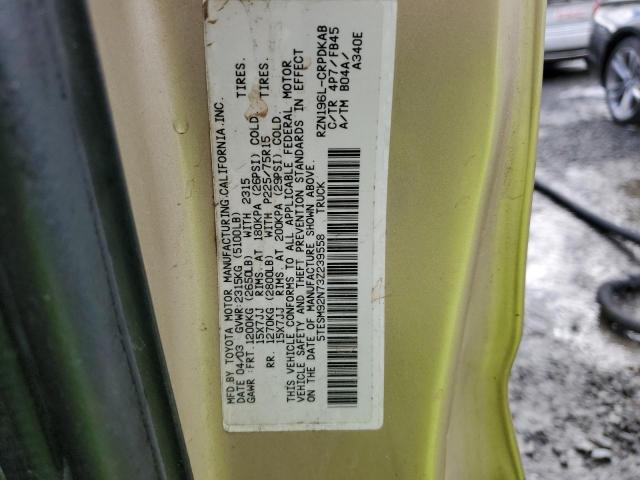 5TESM92N73Z239558 - 2003 TOYOTA TACOMA XTRACAB PRERUNNER ოქროსფერი ფოტო 12