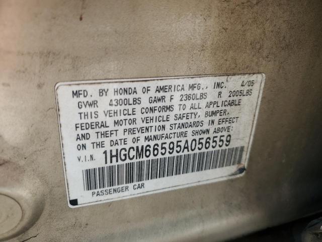 1HGCM66595A056559 - 2005 HONDA ACCORD EX GOLD photo 12