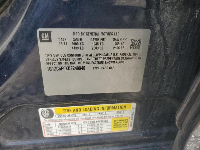 1G1ZC5E0XCF249940 - 2012 CHEVROLET MALIBU 1LT 蓝色 照片 12