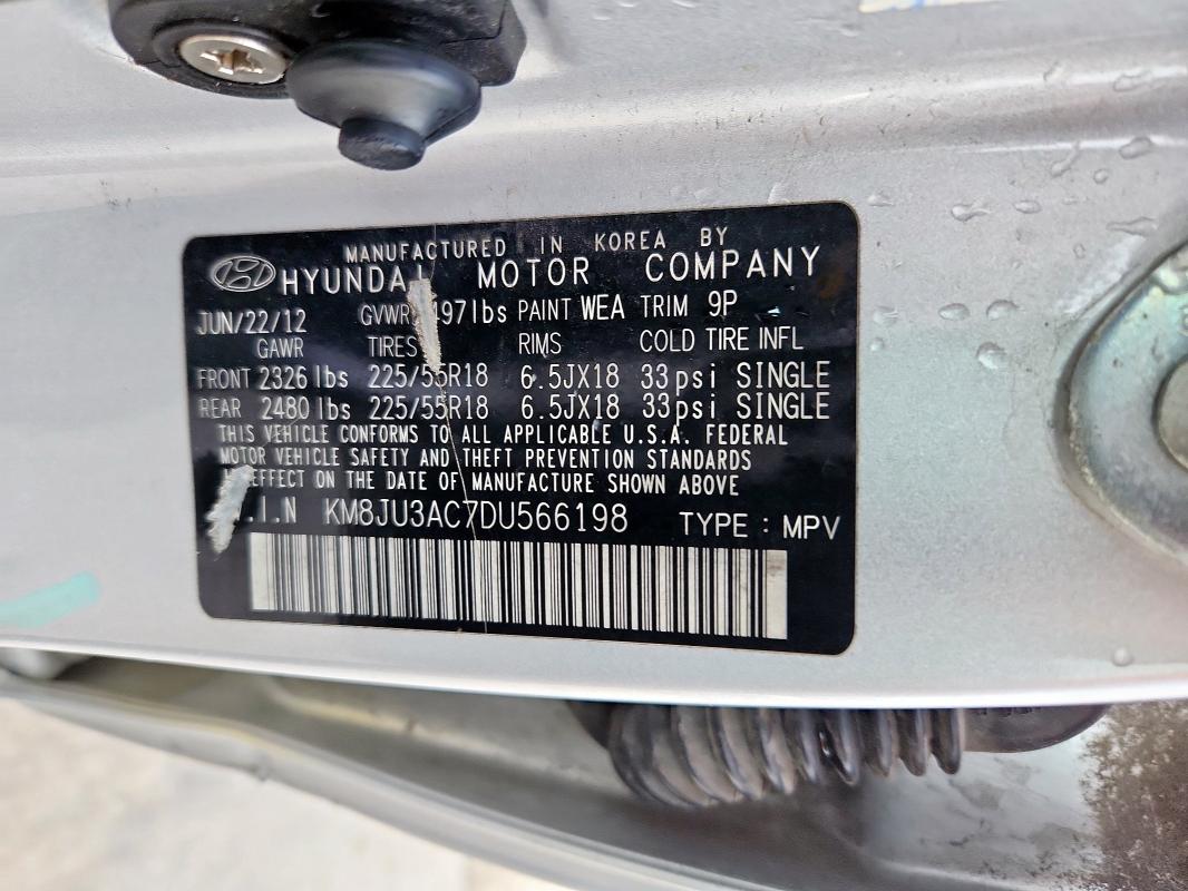 KM8JU3AC7DU566198 - 2013 HYUNDAI TUCSON GLS 银色 照片 13