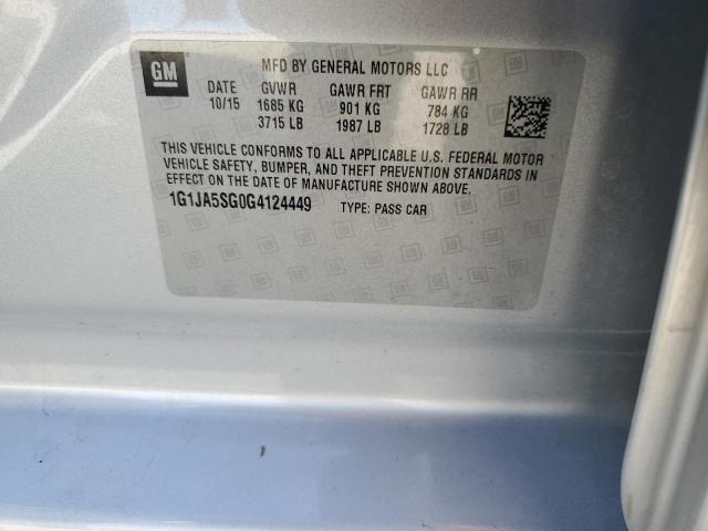 1G1JA5SG0G4124449 - 2016 CHEVROLET SONIC LS 银色 照片 12