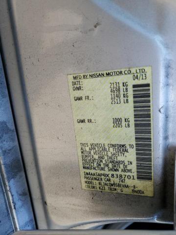 1N4AA5AP4DC838701 - 2013 NISSAN MAXIMA S Gümüş foto 12