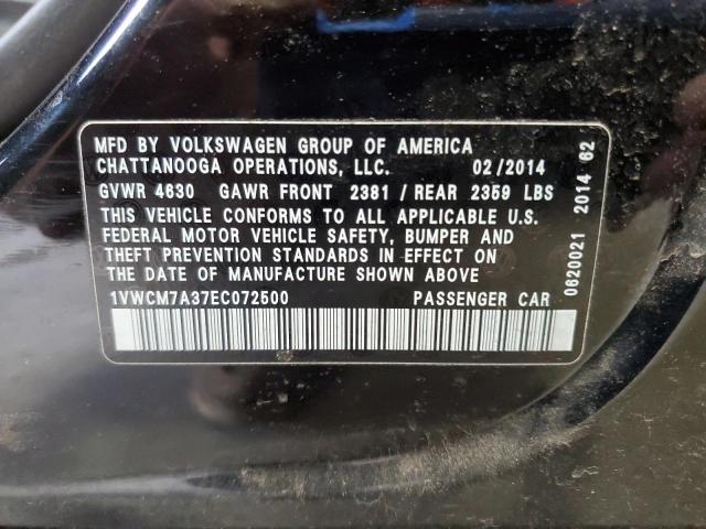 1VWCM7A37EC072500 - 2014 VOLKSWAGEN PASSAT SEL Schwarz Foto 13