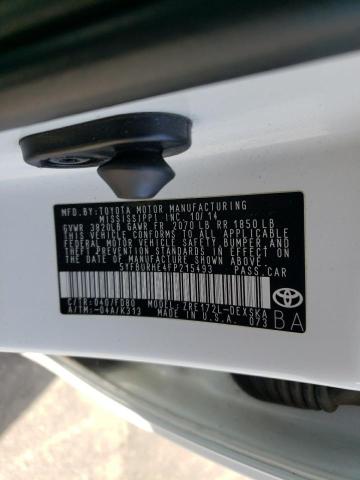 5YFBURHE4FP215493 - 2015 TOYOTA COROLLA L WHITE photo 12