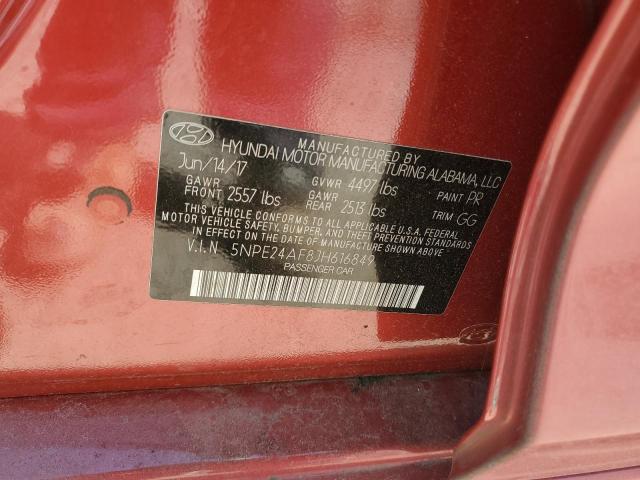 5NPE24AF8JH616849 - 2018 HYUNDAI SONATA SE RED photo 13