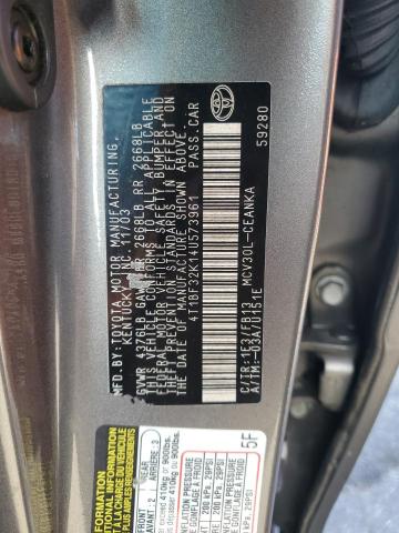 4T1BF32K14U573961 - 2004 TOYOTA CAMRY LE GRAY photo 12