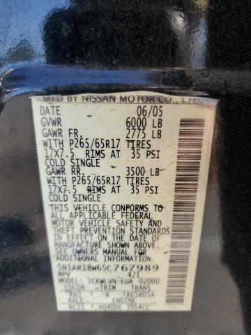 5N1AR18W65C767989 - 2005 NISSAN PATHFINDER LE أسود صورة 13