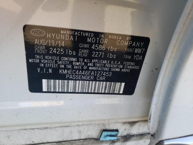 KMHEC4A46FA127453 - 2015 HYUNDAI SONATA HYBRID WHITE photo 12